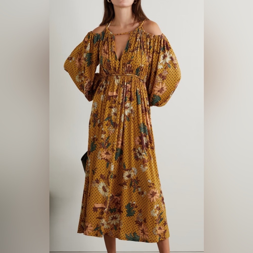 Ulla Johnson Noemi yellow print Dress in Amber sz small new